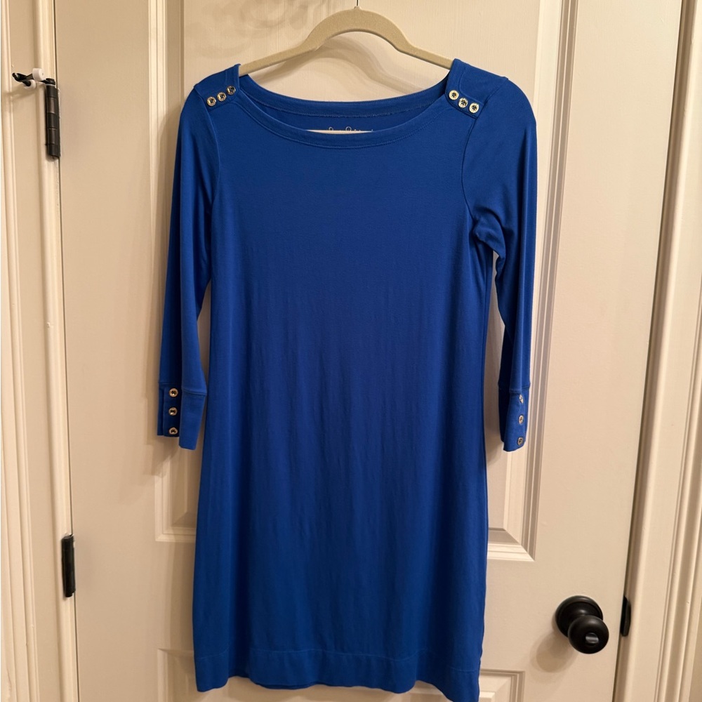 Classic Royal Blue Long Sleeve Shift Dress